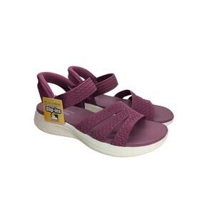 NWT Skechers Slip-ins Sandals Womens 12 Purple Comfort Mature Resort Heel Pillow